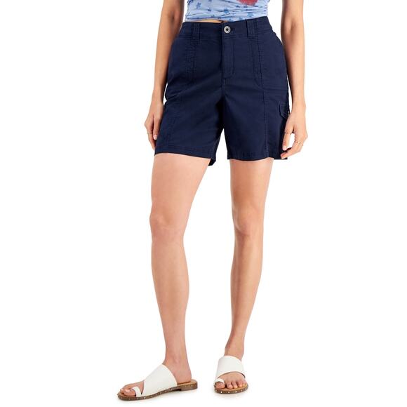 Style & Co Mid-Rise Comfort-Waist Cargo Shorts Industrial Blue NWT Size 12 - Picture 1 of 7